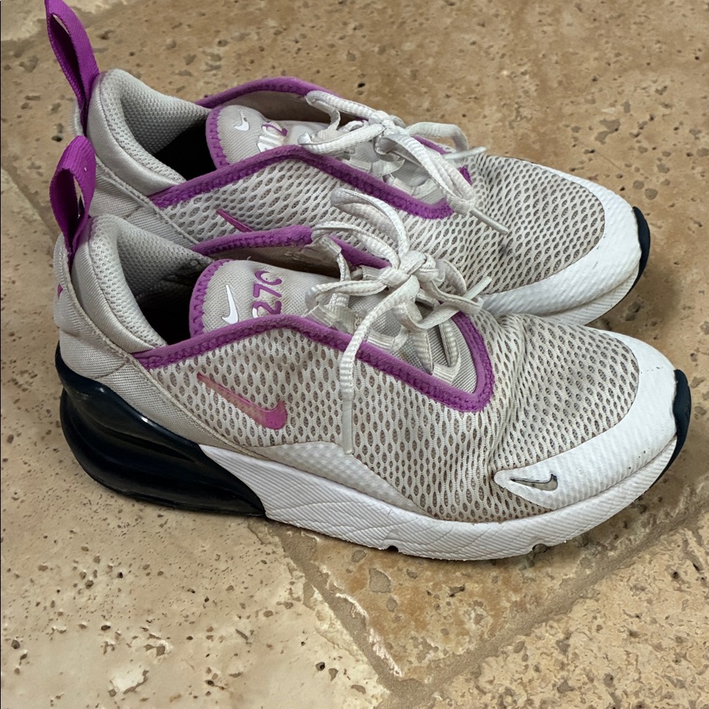 Nike Air Max 270 White and Purple Sneakers